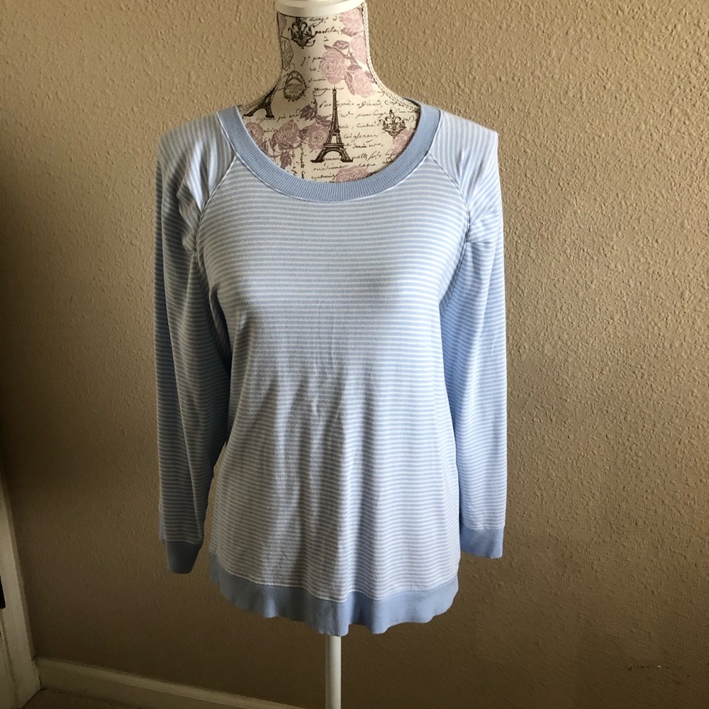 Talbots Haven Well Within Women's Light Blue Striped Top NWOT super soft XL